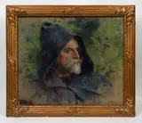 Portait d'homme au capuchon by Emilie Guillomot-Adan, Pastel sur papier, sold Nov 2025