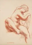 Nu féminin by Louis Dideron, Sanguine sur papier, sold Oct 2025
