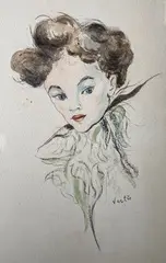 Portrait de dame by Marcel Vertès, Aquarelle sur papier, sold Oct 2025