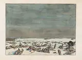 Les blessés après l'assaut by Pierre Ladureau, Encre et aquarelle sur papier, sold Jul 2025