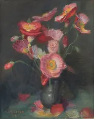 Bouquet de pavots dans une cruche by Jacques Weismann, 1919, Pastel sur papier, sold Jul 2025