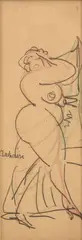 Nu féminin à la draperie, circa 1930 by Gaston Lachaise, Mine de plomb et crayons de couleurs sur papier, sold Jul 2025