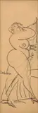 Nu féminin à la draperie, circa 1930 by Gaston Lachaise, Mine de plomb et crayons de couleurs sur papier, sold Jul 2025