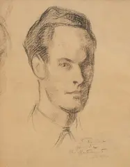 Portrait de Vic Prouvé 1930 by Victor Prouvé, Crayon et fusain sur papier, sold Jul 2025