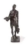 Le porteur de fruits et de bananes by Alfred Pina, Épreuve en bronze à patine brune nuancée, sold Jul 2025