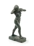 La Seine. Nu féminin debout, la jambe droite avancée by Léopold Kretz, Épreuve en bronze à patine verte, sold Jul 2025