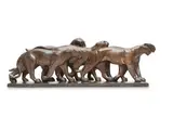 Groupe de cinq léopards marchants by Alexandre Kelety, Épreuve en bronze doré patiné, sold Jul 2025
