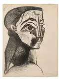 Portrait de femme II. (Jacqueline). 29.12.55 by Pablo Picasso, Lithographie sur vélin d'Arches, en dehors de l'édition à, sold Jul 2025