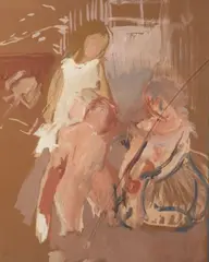 Femme et enfants, étude by Auguste Desch, Gouache sur papier, sold Jun 2025
