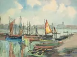 Angers, le port by Fernand Herbo, 1929, Aquarelle et gouache sur papier, sold Jun 2025