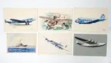 Torpilleur "Railleuse" et cinq avions français dont Loire-Nieuport, Latecoere et Bloch by Jean Noël, Gouache et aquarelle sur papier, sold May 2025