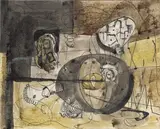 The structure of space by Robert Motherwell, 1941, Aquarelle, au verso esquisse au crayon noir, sold Dec 2023