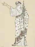 Prêtre et prêtresse de l'Antiquité by Georges Barbier, Aquarelle et gouache, chacune signée en bas à gauche, sold Nov 2023