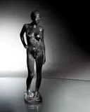 Baigneuse aux bras pliés by Françoise Naudet, Épreuve en bronze à patine brune nuancée, fonte au sable de la Fonderie Delval, sold Nov 2023