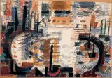 Le port et le phare by Marcel Gromaire, 1946, Aquarelle et encre sur papier, sold Nov 2023