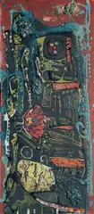 Espèce de cathédrale by François Arnal, Technique mixte et collage sur panneau d'isorel, sold Nov 2023