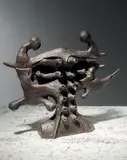Personnages abstraits by Yves Rhayé, Épreuve en bronze à patine dorée et brune, fonte à la cire perdue, sold Nov 2023