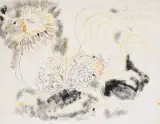 [INDE] Coq de profil by P. Khemraj, 1967, Gouache et encres de couleurs sur papier vergé, sold Apr 2025