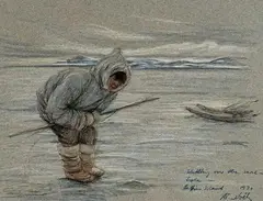Watching over the seal hole, Baffin Island by Anna T Noeh, Pastel, sold Sep 2025