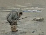 Watching over the seal hole, Baffin Island by Anna T Noeh, Pastel, sold Sep 2025