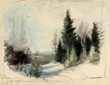 Sans titre - Paysage by Frederick Simpson Coburn, Pastel et fusain, sold Sep 2025