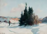 Sans titre - Skieur solitaire by John Eric Benson Riordon, Pastel, sold Sep 2025