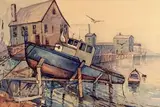 Sans titre - Scène portuaire by Maurice Domingue, Aquarelle, sold Sep 2025
