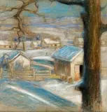 Sans titre - Ferme en hiver by Marc-Aurèle de Foy Suzor-Coté, Pastel, sold Jul 2025
