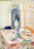 Sans titre - Scène d'intérieur by Jean Paul Lemieux, Aquarelle, sold Jul 2025