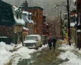 Rue Suntherland, Cartier(sic) St-Roch by Horace Champagne, Pastel, sold Jul 2025