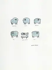 Sans titre - Six créatures by Marcel Dzama, Aquarelle et encre, sold Jul 2025