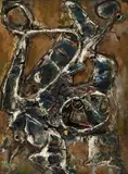 Composition by Joseph Giunta, Huile et collage sur isorel, sold Jul 2025