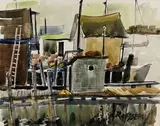 Sans titre - Port by Albert Rousseau, Aquarelle sur papier, sold Jul 2025