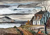 Sans titre - Maison au bord du fleuve by Marcel Fecteau, Pastel, sold Jul 2025