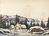 Sans titre - Chalet au bord du lac, hiver by Graham Noble Norwell, Aquarelle, sold May 2025