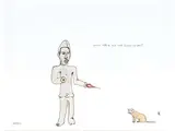 warum läßt du mich nicht Lehrer werden?" (pourquoi ne me laisses-tu pas devenir enseignant?) by Marcel Dzama, Aquarelle et encre, sold Apr 2025