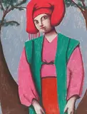 Portrait de femme au bonnet by Louise Scott, Pastel, sold Apr 2025