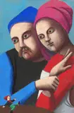 Sans titre - Fiers parents by Louise Scott, Pastel, sold Apr 2025