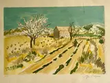 Arbres en fleurs by Yves Brayer, Lithographie en couleurs, sold Jul 2025