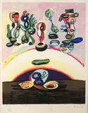 Abstraction by José Luis Zumeta, Lithographie sur vélin, sold Jul 2025