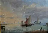 Voiliers dans l'estuaire by Charles-Louis Verboeckhoven, Toile d'origine, sold Jun 2025