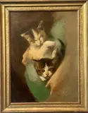 Chatons by Marthe Élisabeth Barbaud Koch, Toile d'origine, sold Jun 2025