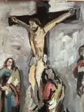 La crucifixion by Maurice Montet, Gouache sur papier, sold Jun 2025