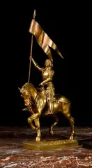 Portrait équestre de Jeanne d’Arc by Jean-Louis Grégoire, Epreuve en bronze doré, sold Mar 2026
