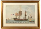 Le vaisseau le Dix-Août à la sortie de la rade de Toulon by Jean-Jérôme Baugean, Aquarelle et mine de plomb sur papier, sold Mar 2026