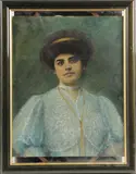 Portrait de femme by Louis Fortuney, Pastel sur carton, sold Feb 2026