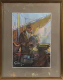 Pêcheur by Louis Fortuney, Pastel, sold Feb 2026