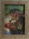 Portrait d’homme au chapeau fumant une pipe by Louis Fortuney, Pastel, sold Feb 2026