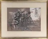 Les mousquetaires » Projet d’illustration by Louis Fortuney, Mine de plomb, encre, aquarelle et gouache, sold Feb 2026