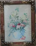 Bouquet de fleurs by Emil Causé, Aquarelle signée Cadre à décor floral, sold Feb 2026